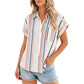 🎁2026 New Arrivals 50% OFF💥Women's Striped Short-Sleeve Button Down Shirt👔🏖️