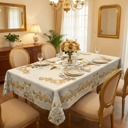 🎁2026 New Arrivals 50% OFF💥Waterproof Gold Rose Tablecloth – Embossed Effect, Stain-Resistant & Elegant for Dining ✨