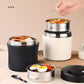 🎁2026 New Arrivals 50% OFF💥Vacuum Insulated Food Jar with Folding Spoon – Keeps hot/cold for 12h – Leak-proof & portable – perfect for lunch, travel or office 🥄🌿✨