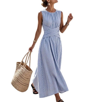 🎁2026 New Arrivals 50% OFF💥Striped Sleeveless Dress – Classic stripes & flattering drape – Effortless elegance for any occasion.