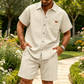 🎁2026 New Arrivals 50% OFF💥Men's Waffle Knit Short Sleeve Shirt & Shorts Set
