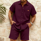 🎁2026 New Arrivals 50% OFF💥Men's Waffle Knit Short Sleeve Shirt & Shorts Set
