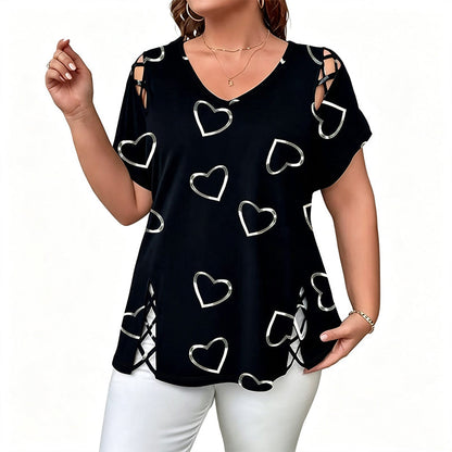 🎁2026 New Arrivals 50% OFF💥Women’s Heart Print V-Neck Top