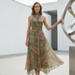 🎁2026 New Arrivals 50% OFF💥Elegant Floral Print Halter Neck Maxi Dress