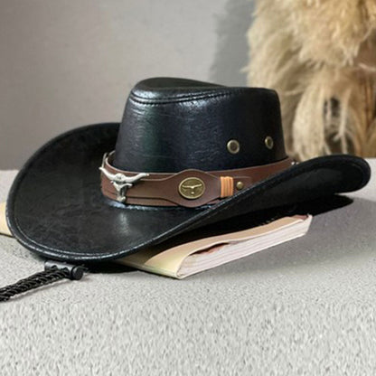 🎁2026 New Arrivals 50% OFF💥Vintage Wide Brim Cowboy Hat with Adjustable Strap