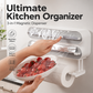 🧲50% OFF NOW! 3-in-1 Magnetic Kitchen Wrap Dispenser – Built-in Cutter Plastic Wrap Foil Dispenser with Paper Towel Holder, No Drilling Wall Mount Kitchen Organizer for Fridge & Cabinet