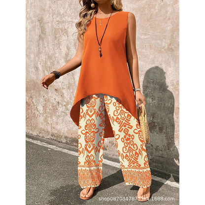🎁2026 New Arrivals 50% OFF💥Women's Casual Sleeveless Top & Wide-Leg Pants Set — Relaxed Co-Ord with High-Waist Trousers