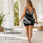 🎁2026 New Arrivals 50% OFF💥Plus-Size Swimdress – Marble Print & Tummy Control Design