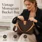 🎁2026 New Arrivals 50% OFF💥Women’s Vintage Monogram Bucket Bag with Adjustable Shoulder Strap🌙
