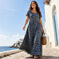 🎁2026 New Arrivals 50% OFF💥Women's Leopard Print Maxi Dress with Pockets Casual Short Sleeve Long Dress