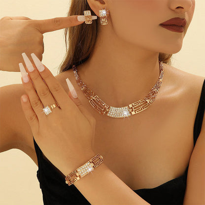 🎁2026 New Arrivals 50% OFF💥Rhinestone Jewelry 4-Piece Set – Necklace, Earrings, Bracelet & Ring – Complete Your Look! ✨