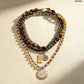 🎁2026 New Arrivals 50% OFF💥 Retro Multi-Layer Beaded Necklace – Stacked Look, Earth Tones & Metallic Accents – Adjustable Lobster Clasp ✨