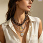 🎁2026 New Arrivals 50% OFF💥 Retro Multi-Layer Beaded Necklace – Stacked Look, Earth Tones & Metallic Accents – Adjustable Lobster Clasp ✨