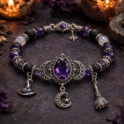 🎁2026 New Arrivals 50% OFF💥Gothic Purple Rhinestone Halloween Bracelet🔮💜