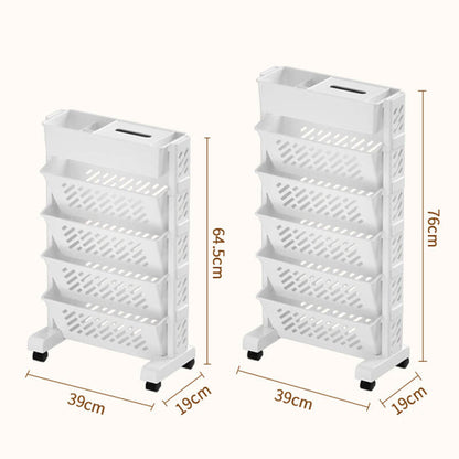 🎁2026 New Arrivals 50% OFF💥Movable Bookshelf on Wheels – 5/6 Tiers, 45° Angled, Lockable Casters 📖