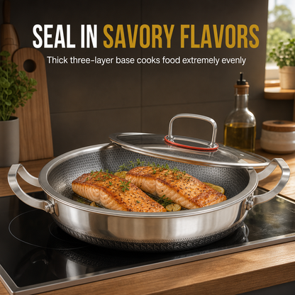 🎁2026 New Arrivals 50% OFF💥Thickened Stainless Steel Wok – Nonstick, Flat Bottom, Dual Handles 🍳✨
