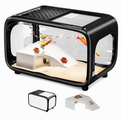 🎁2026 New Arrivals 50% OFF💥Transparent Panoramic Desktop Fish Tank – Crystal-Clear AS Material, Dual-Function Top Lid & Impact-Resistant Build – Modern Living Decor for Desk & Home 🏠
