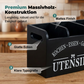 Wooden Kitchen Utensil Holder Caddy - 3-Compartment Countertop Organizer Box