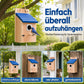 🎁2026 New Arrivals 50% OFF💥Weatherproof Wooden Outdoor Bird House – Solid Thickened Natural Timber with Sky Blue Slanted Roof, Predator-Safe Metal Reinforced Entry Guard & Round Resting Perch – 15×15×22cm for Bluebirds Wrens Finches & Songbirds 🏡